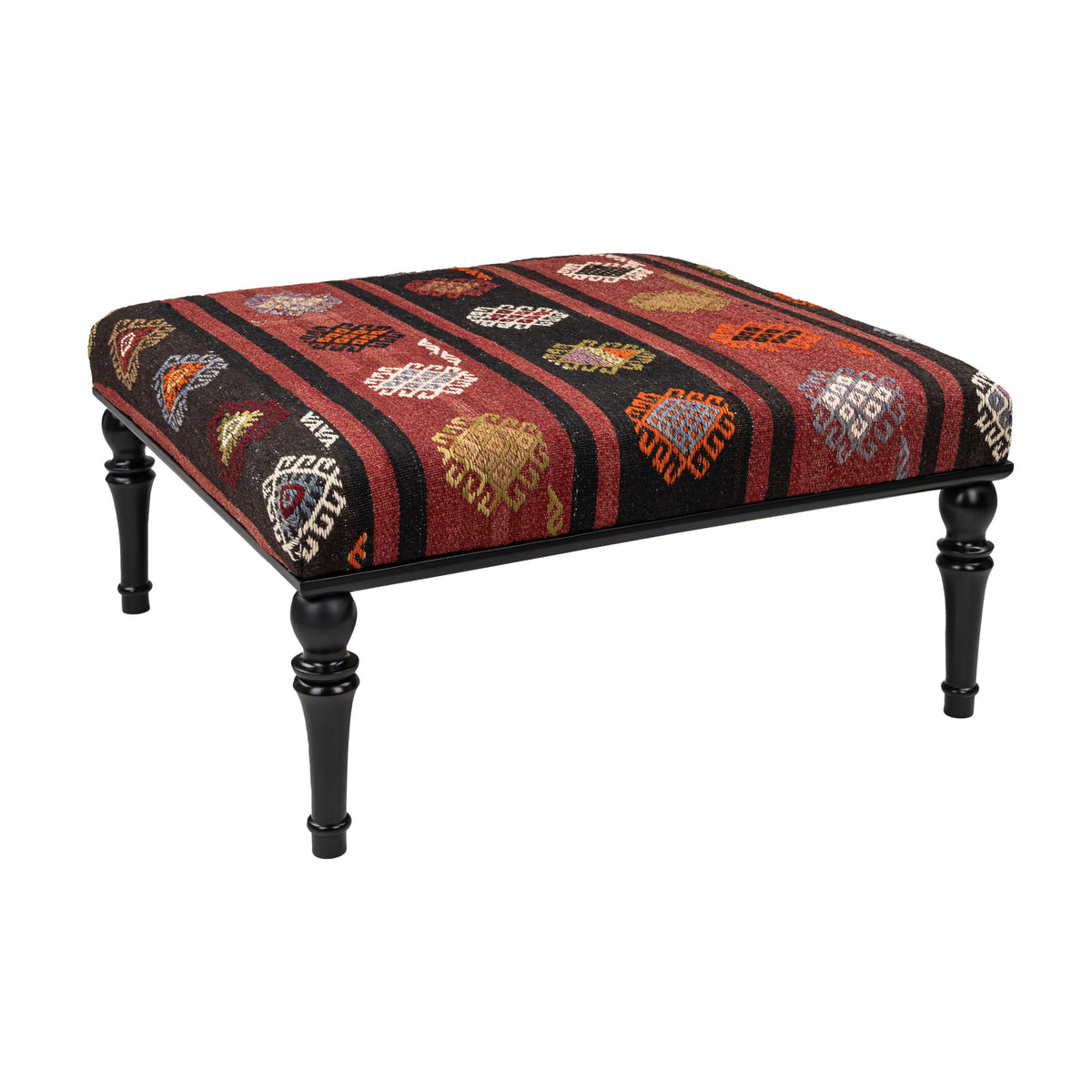 Handmade Vintage Kilim Upholstered Coffee Table