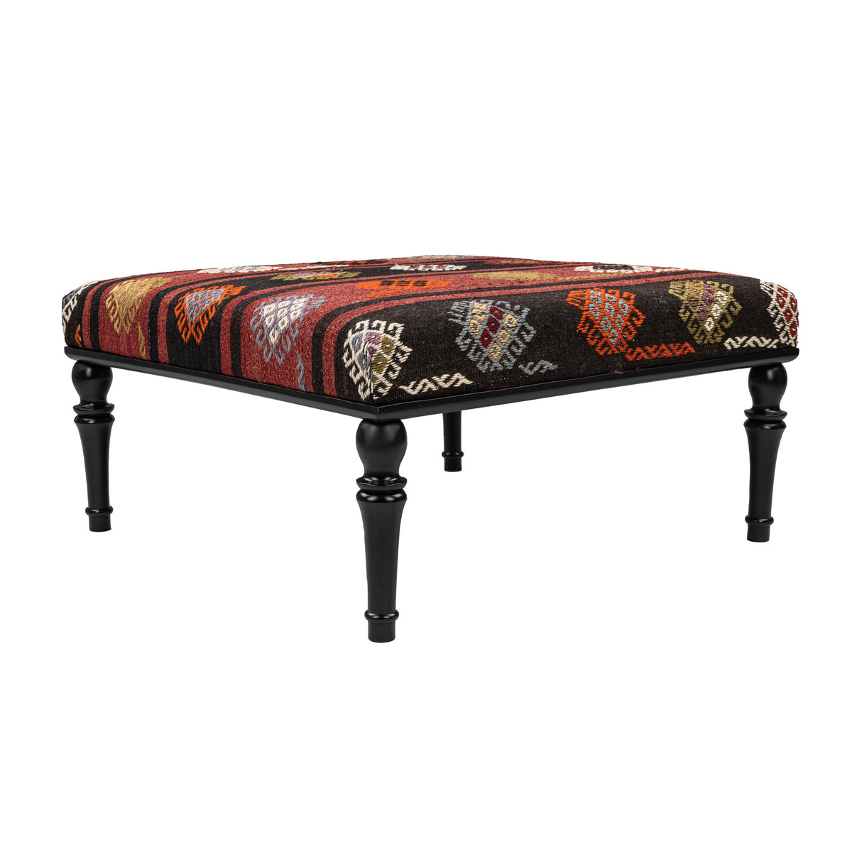 Handmade Vintage Kilim Upholstered Coffee Table