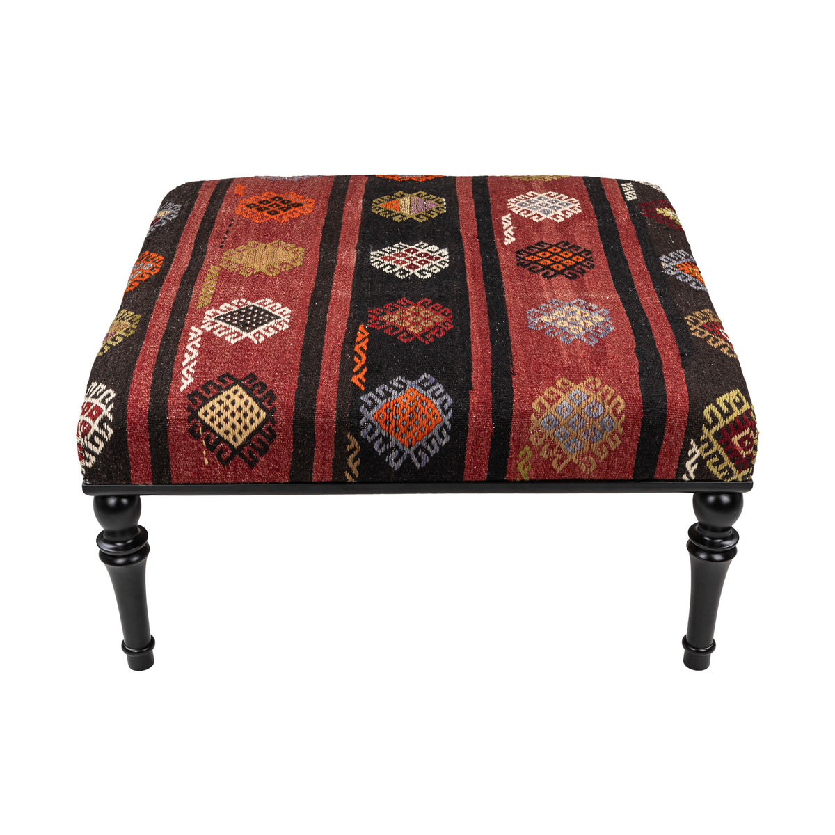 Handmade Vintage Kilim Upholstered Coffee Table