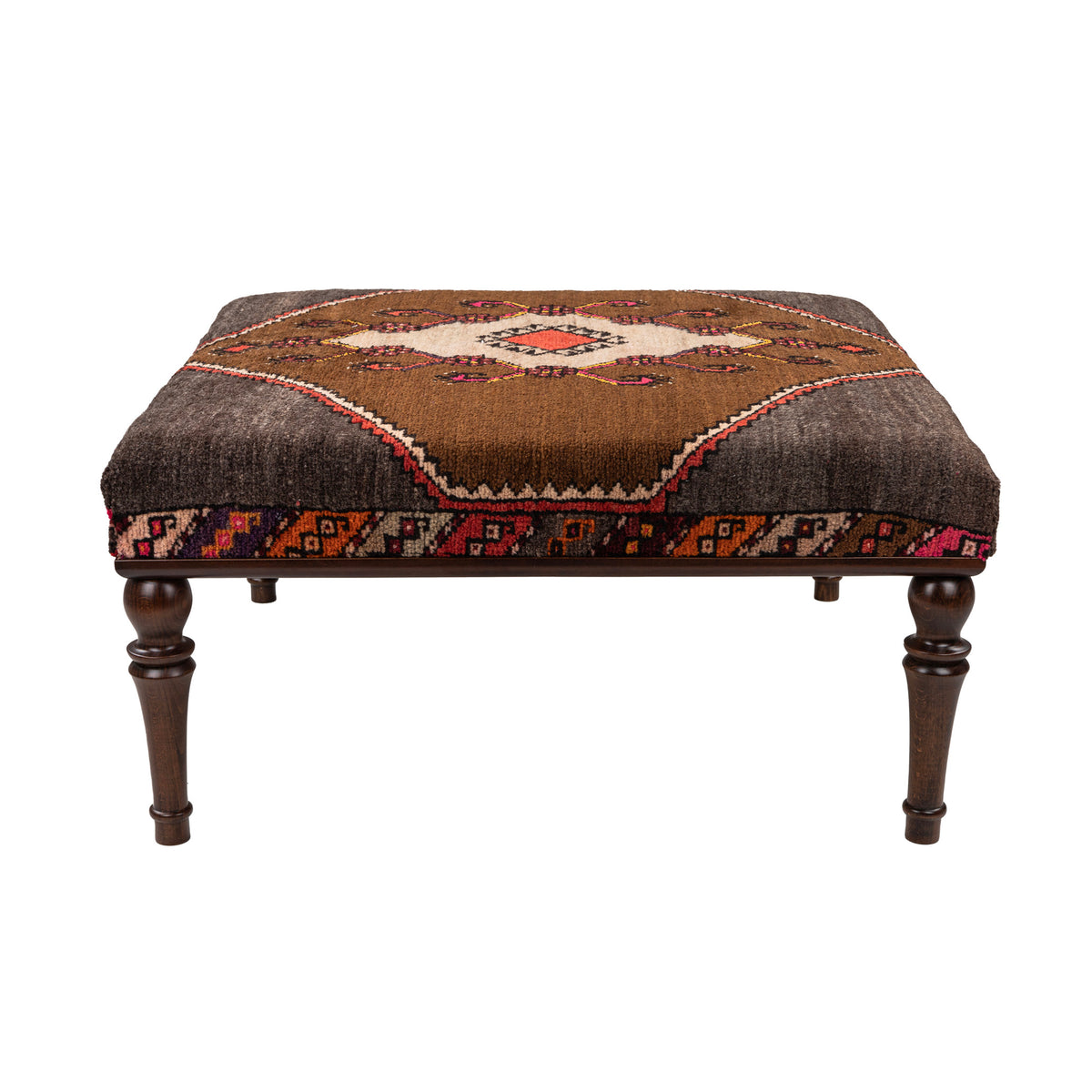 Oriental Rug Coffee Table – Upcycled Vintage Rug, Solid Wood Frame, Handcrafted Design