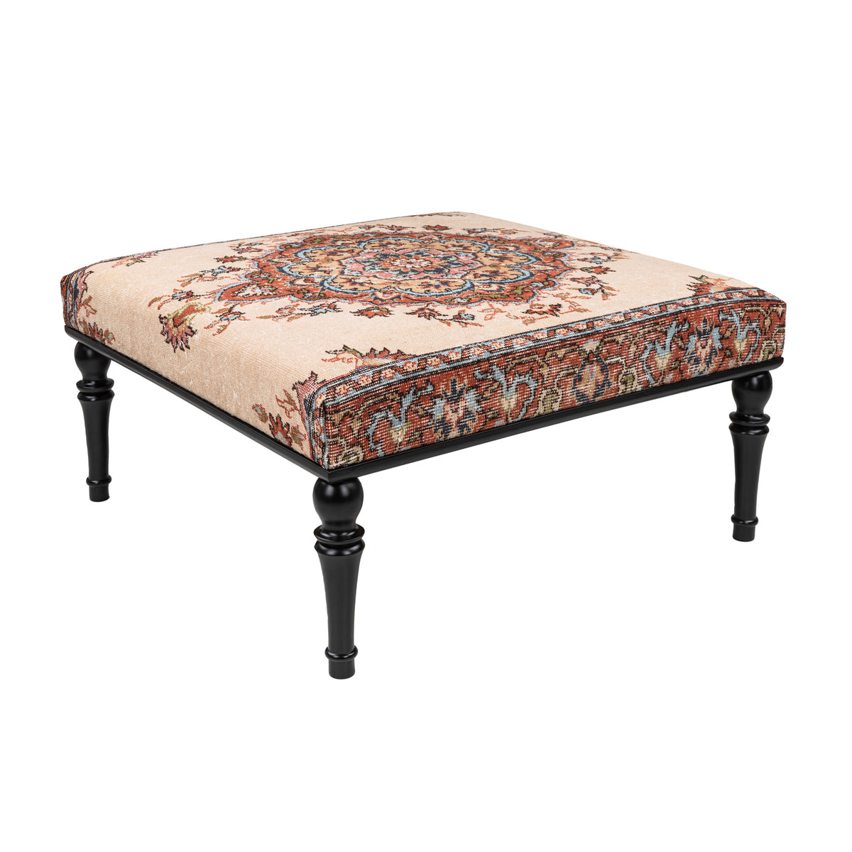 Oriental Rug Coffee Table – Upcycled Vintage Rug, Solid Wood Frame, Ha ...
