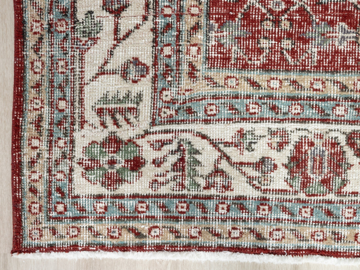 6'7" x 10'9" Vintage Turkish Red Area Rug