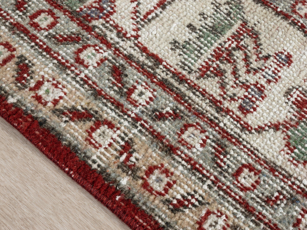 6'7" x 10'9" Vintage Turkish Red Area Rug