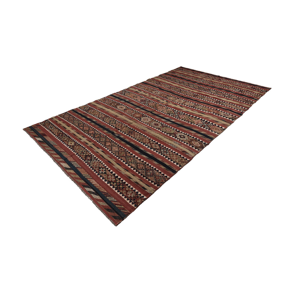 Phlogeta - (6'8''x 12'4'') Antique Turkish Kilim