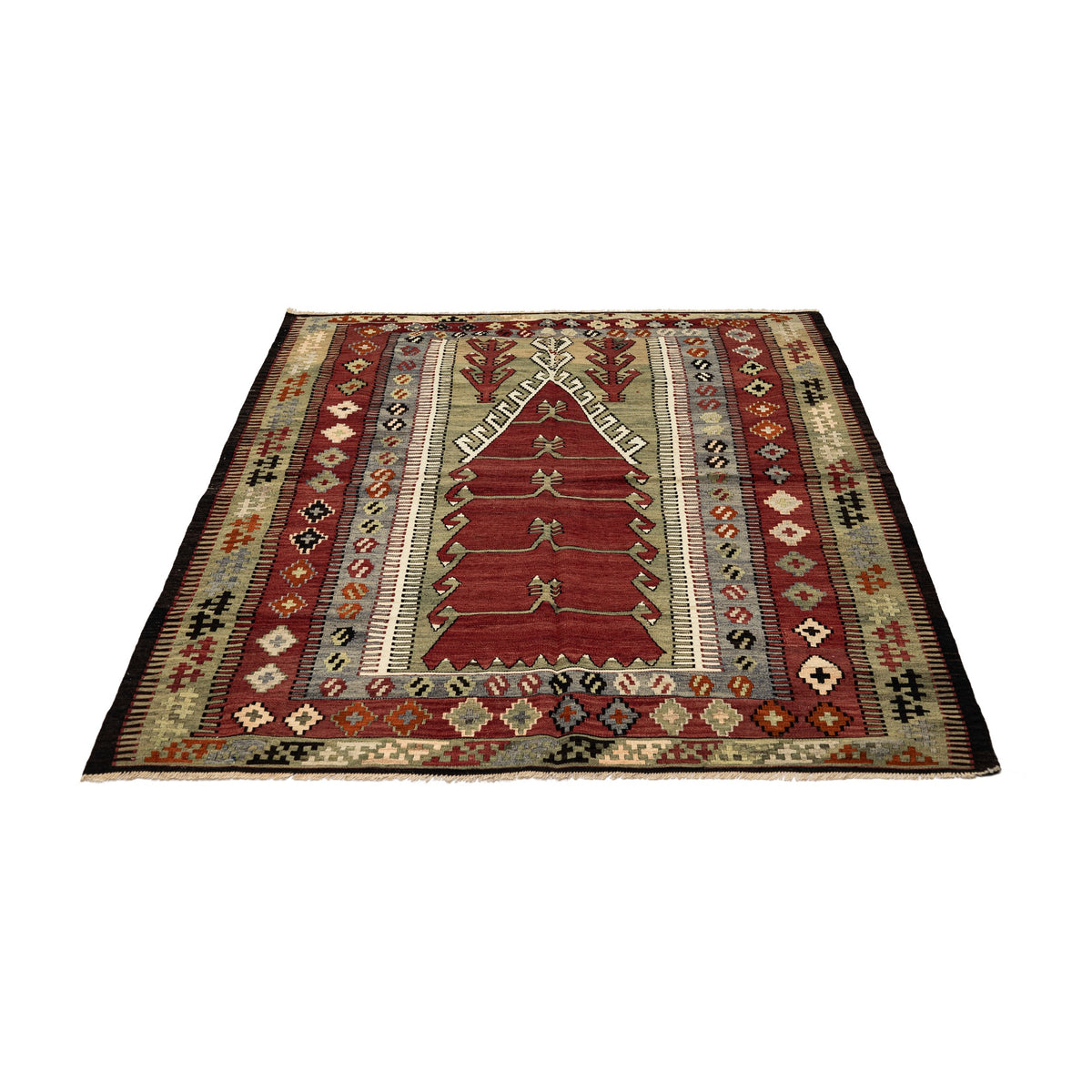 Dilbeyan - (4'7'' x 5'7'') Vintage Turkish Kilim