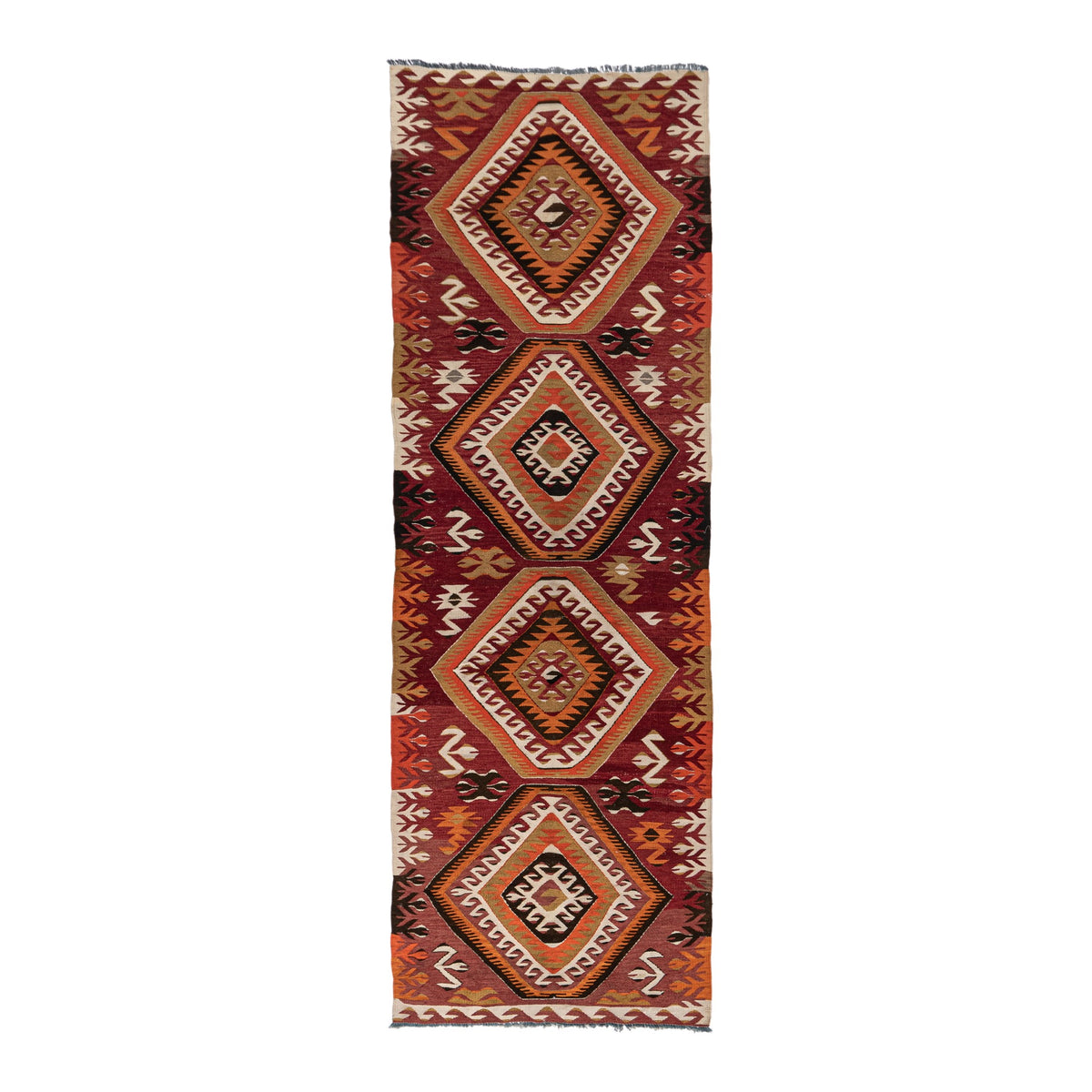 Dosiya - (3'2'' x 9'6'') Vintage Turkish Kilim