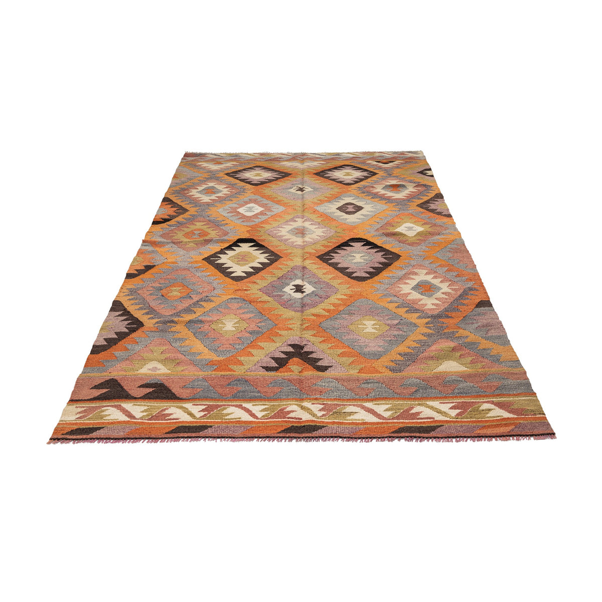 Malhas - (5'1'' x 8'10'') Vintage Turkish Kilim