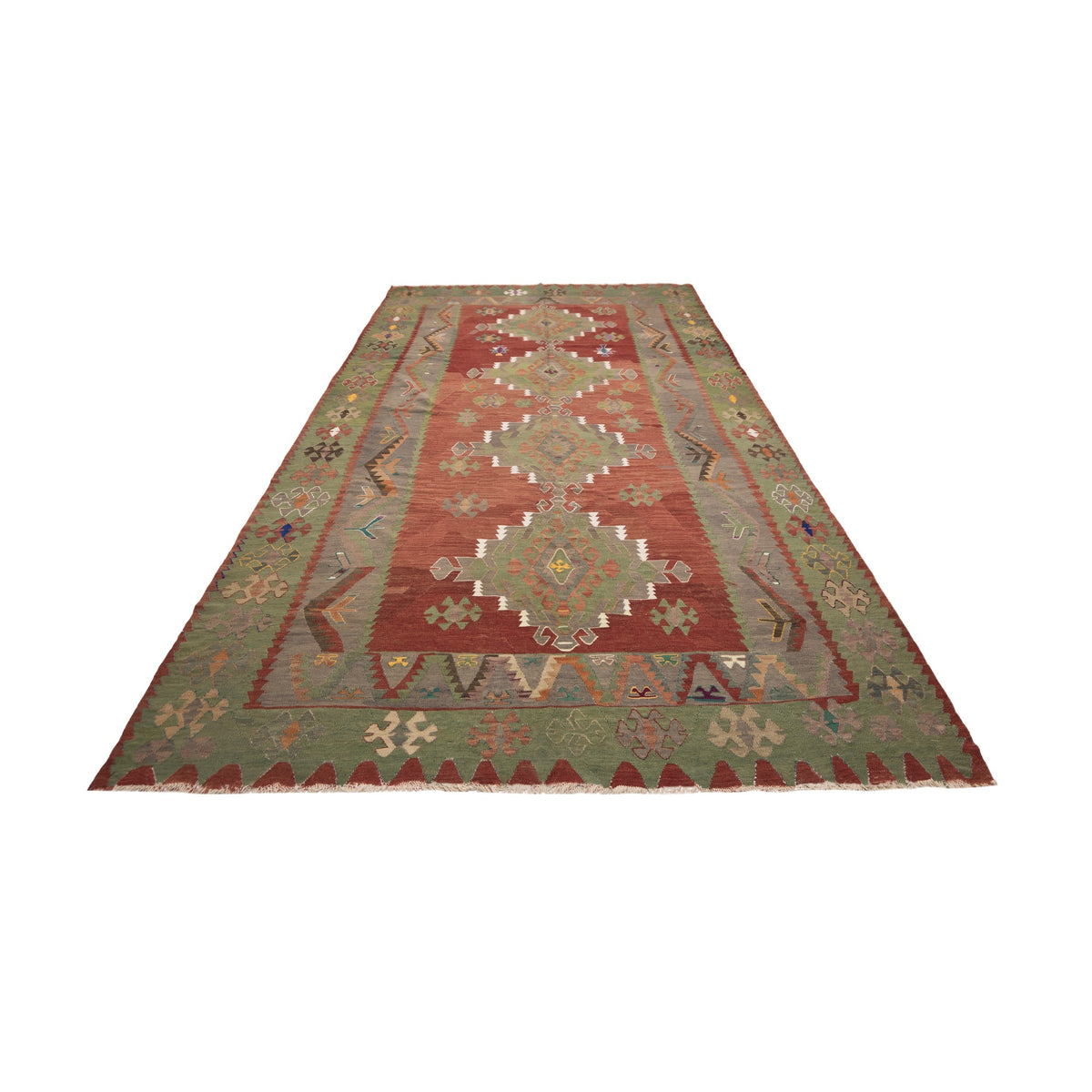 Traianus - (7'3'' x 12'2'') Vintage Turkish Kilim