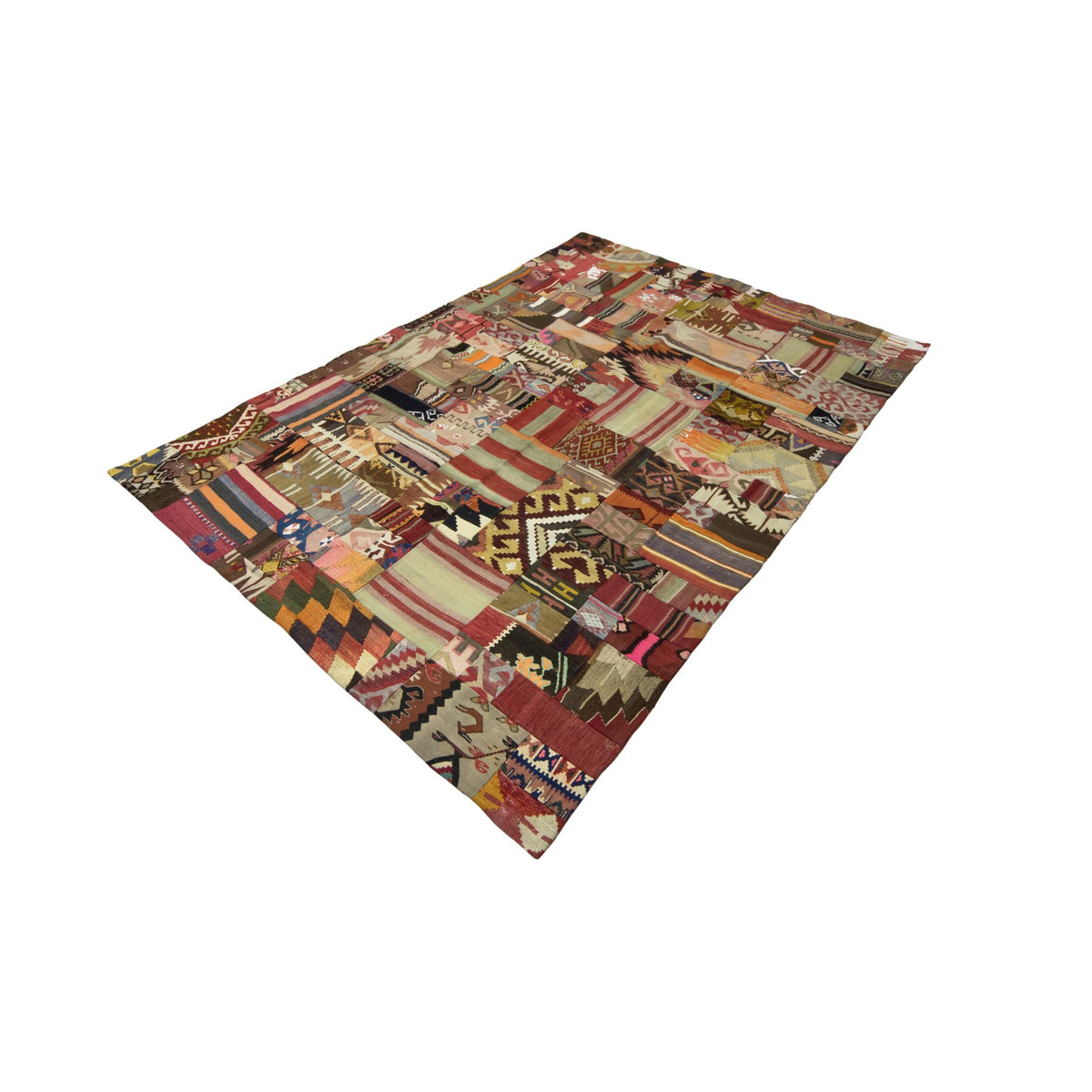 Frenk - (5'5'' x 7'8'') Vintage Patchwork Turkish Kilim