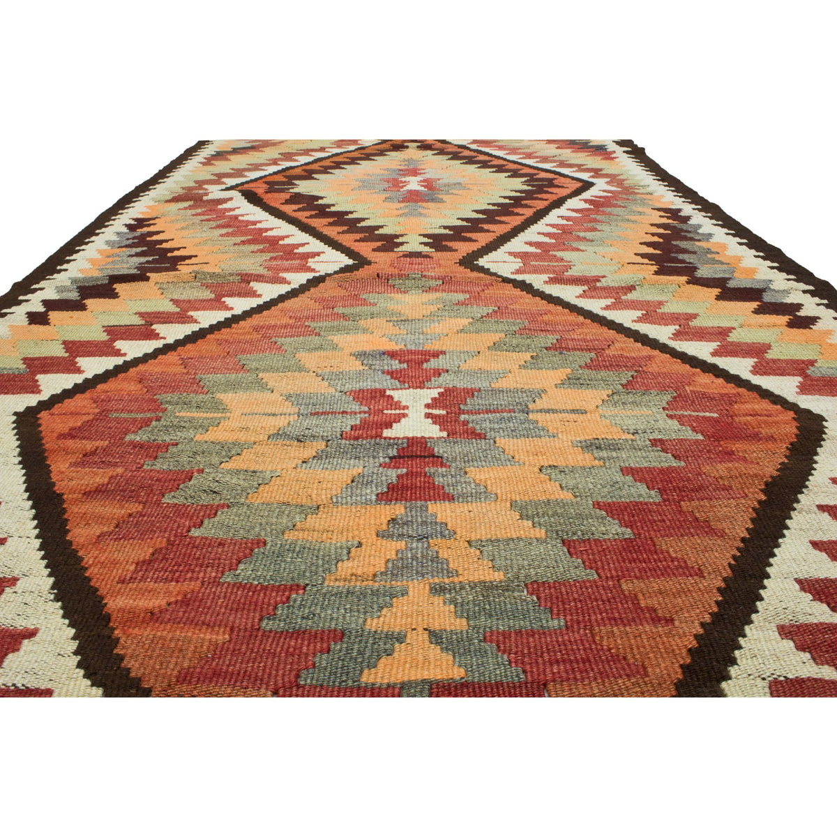 Alata - (3'7'' x 10'7'') Vintage Turkish Kilim