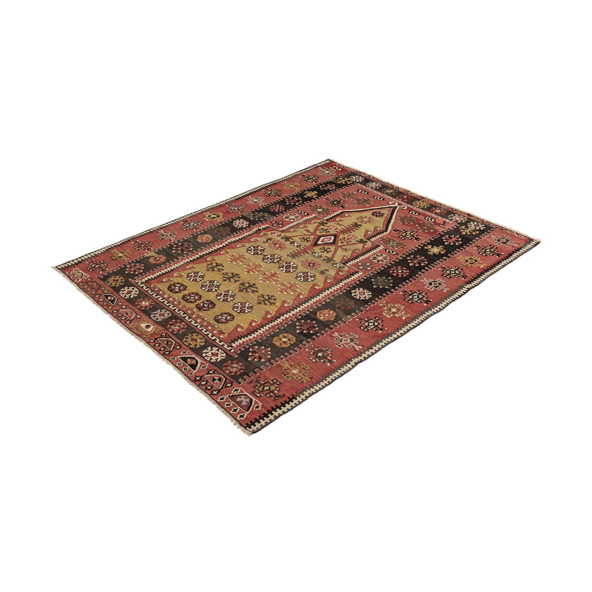 Tolaman - (4'3'' x 5'3'') Vintage Turkish Kilim