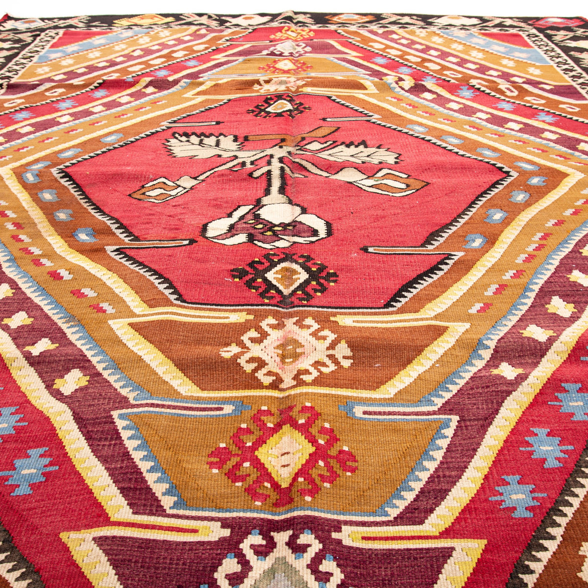 Inndos - (7'3" x 10'4") Vintage Turkish Kilim