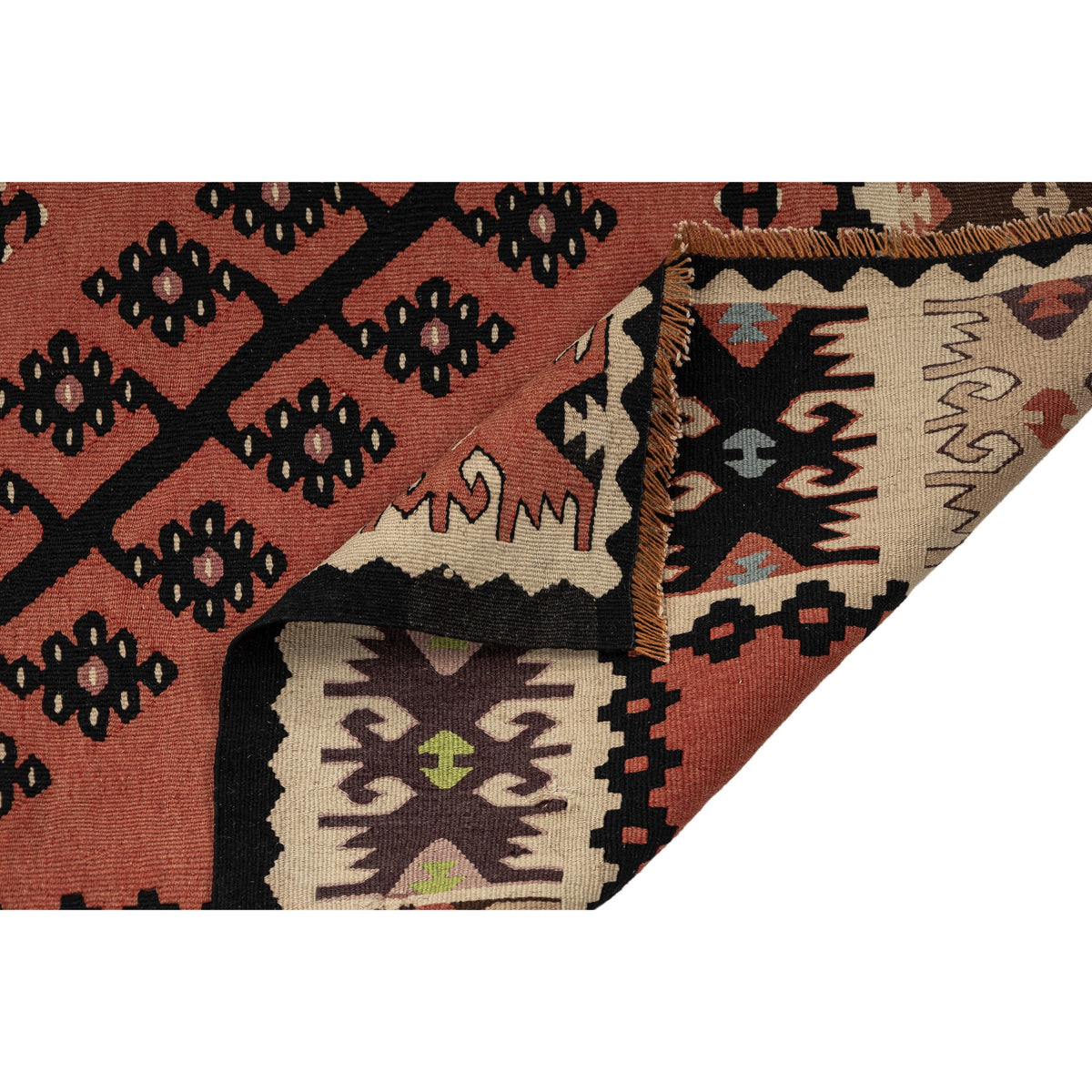 Dolisenos - (4'2'' x 4'9'') Vintage Turkish Kilim