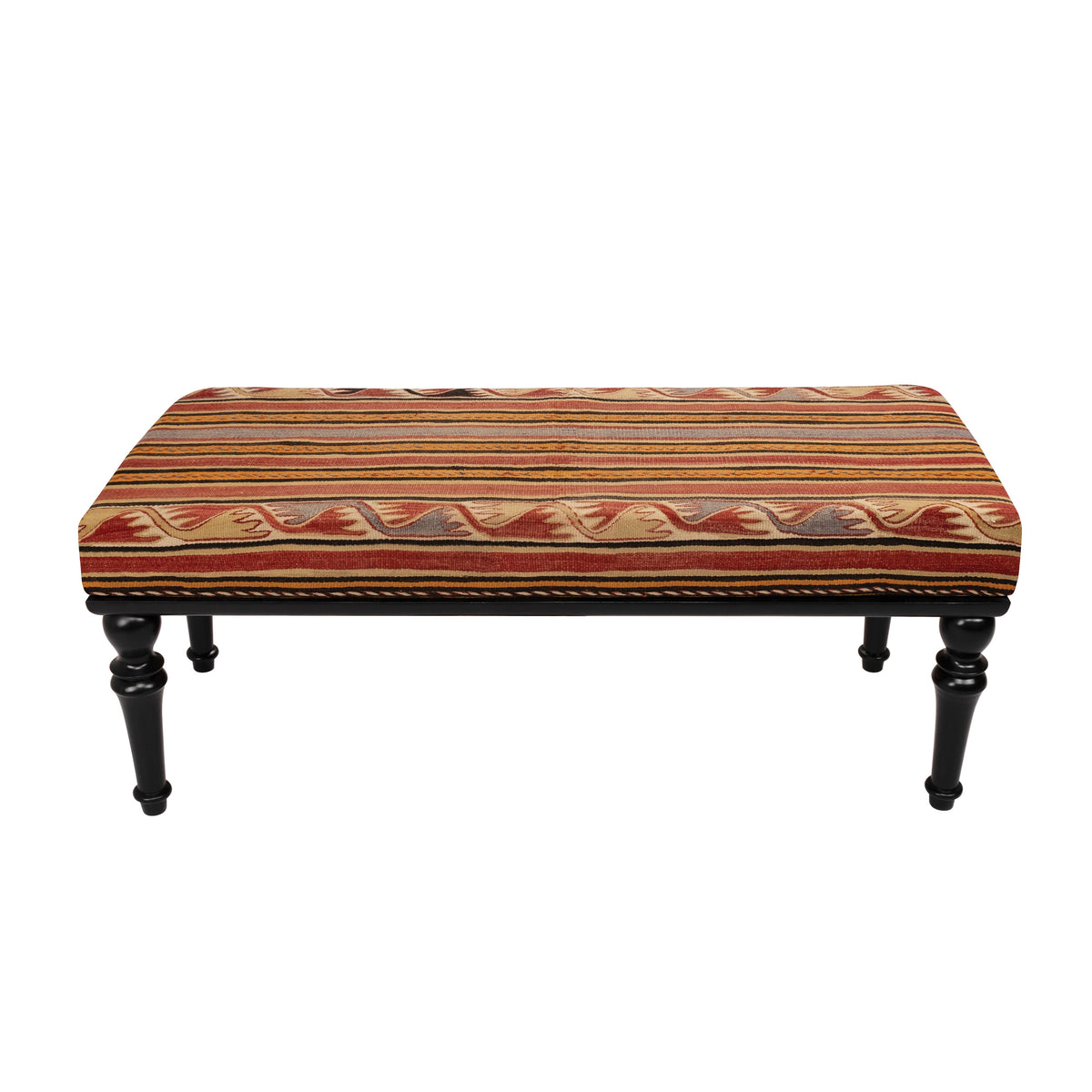 Vintage Kilim Upholstered Dining - Entryway Wooden Benches