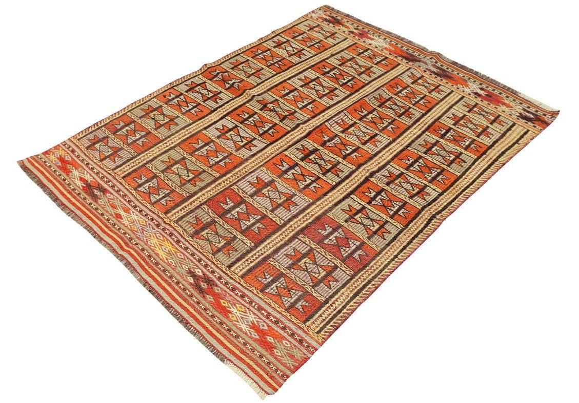 Bozyer - (3'8" x 5'1") Vintage Turkish Kilim