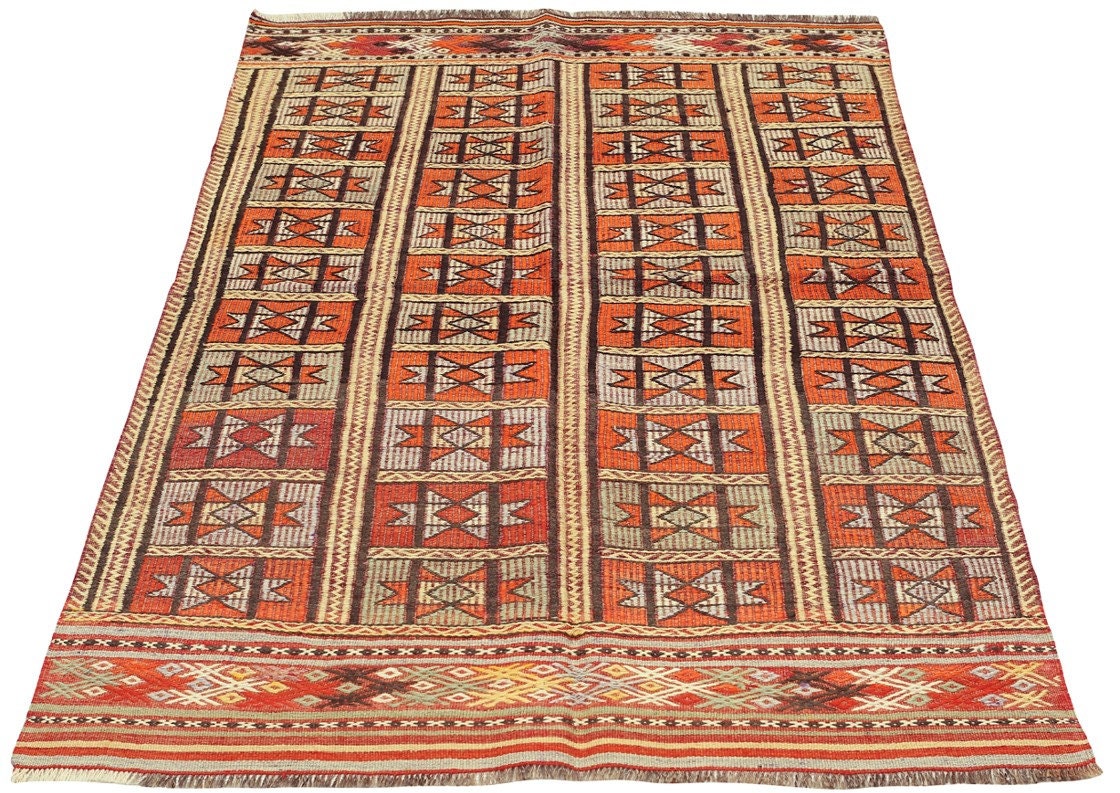 Bozyer - (3'8" x 5'1") Vintage Turkish Kilim