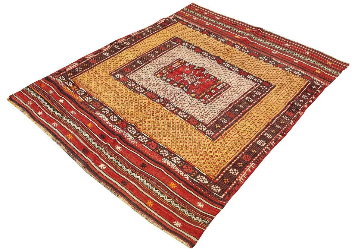 Pashali - (4'7" x 5'11") Vintage Turkish Kilim